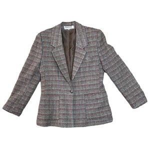 Womens SB II Bitterman Weyrer Tyrol Tweed Blazer Red‎ Brown Herringbone 9 10